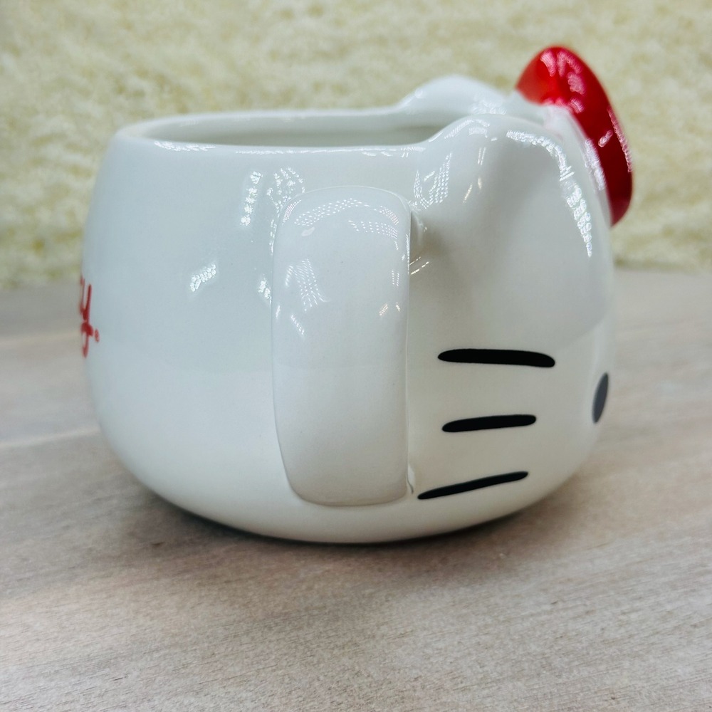 Hello Kitty 3D Sculpted Ceramic Mug Silver Buffalo Sanrio White Red SMGKTY2323 - Picture 9 of 15